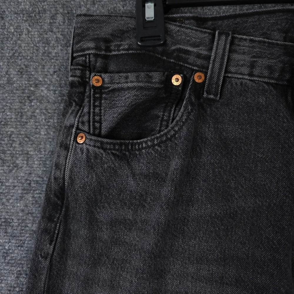 Levis 501 Jeans Mens 34x35* Washed Black Button Fly Straight Leg Cotton Denim - Picture 10 of 13